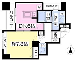 ヴィルヌーヴ南森町 1DKの間取図画像