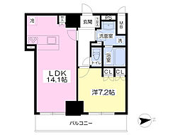 クラヴィーア江坂広芝町 1LDKの間取図画像
