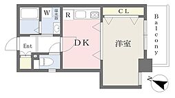 ハーベストメイセイ 1DKの間取図画像
