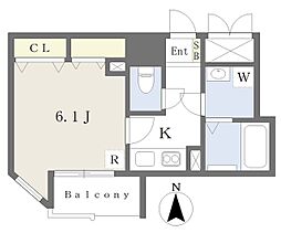 キャナルコート鎗屋町 1Kの間取図画像