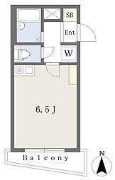 ラフォーレ岡山手 ワンルームの間取図画像