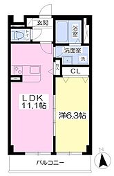 パルティールマキノ 1LDKの間取図画像