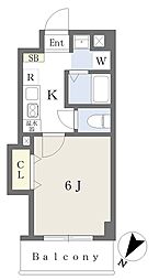 みおつくし此花 1Kの間取図画像