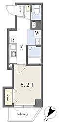 みおつくし此花 1Kの間取図画像
