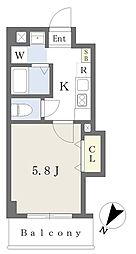 みおつくし此花 1Kの間取図画像