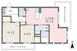 シャーメゾンソレイユ諸口 2LDKの間取図画像