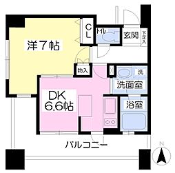 ヴィルヌーヴ南森町 1DKの間取図画像