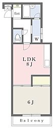 アーバンハイツ京阪大和田 1LDKの間取図画像
