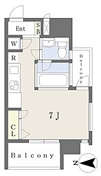 ＳＫ　ＢＵＩＬＤＩＮＧ6 8階ワンルームの間取り