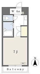 メゾン・ド・カルティエ 407 4階ワンルームの間取り