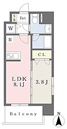 名古屋市営名城線 茶屋ヶ坂駅 徒歩8分の賃貸マンション 12階1LDKの間取り
