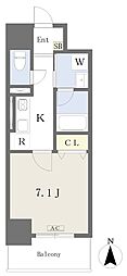 ファスティーナ本陣 1Kの間取図画像
