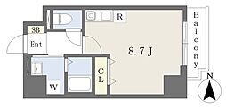 アルバ志賀本通 ワンルームの間取図画像