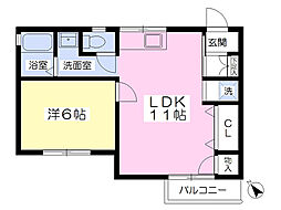 エクセル玉川 1LDKの間取図画像