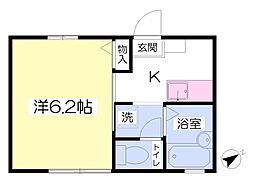 セジュール赤堤 1Kの間取図画像
