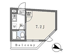 タートルフラッツ 1Kの間取図画像