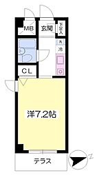ニュークリア浜田山 ワンルームの間取図画像
