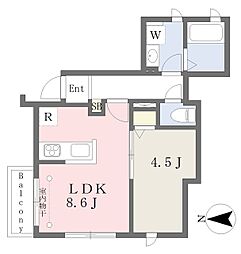 アルモ豪徳寺 1LDKの間取図画像