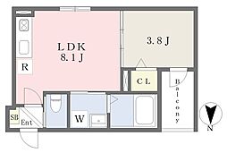 近鉄奈良線 東花園駅 徒歩8分の賃貸アパート 1階1LDKの間取り