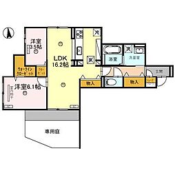 カーサルミノサ王子町 1階2LDKの間取り