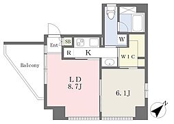 Osaka Metro四つ橋線 肥後橋駅 徒歩4分の賃貸マンション 6階1LDKの間取り