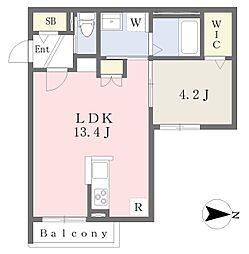 近鉄奈良線 生駒駅 徒歩6分の賃貸アパート 2階1LDKの間取り