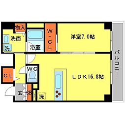 ＢＲＡＶＩ南堀江 15階1LDKの間取り