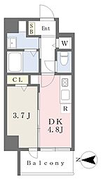 近鉄奈良線 東花園駅 徒歩3分の賃貸マンション 9階1DKの間取り
