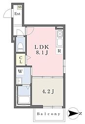 南海高野線 初芝駅 徒歩7分の賃貸アパート 1階1LDKの間取り
