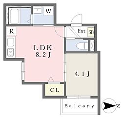 南海高野線 初芝駅 徒歩7分の賃貸アパート 2階1LDKの間取り