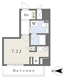 リンクハウス南堀江 6階ワンルームの間取り