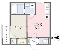 近鉄奈良線 若江岩田駅 徒歩7分の賃貸アパート 1階1LDKの間取り