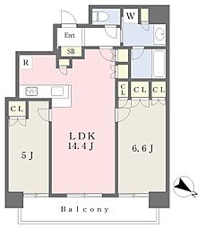 京阪電鉄中之島線 中之島駅 徒歩2分の賃貸マンション 20階2LDKの間取り