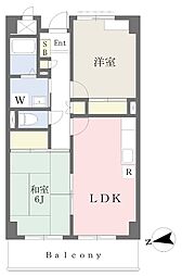 ローゼンハイム夕陽丘 2LDKの間取図画像