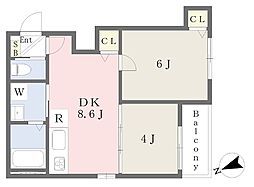 (仮称)F asecia basse 2DKの間取図画像