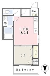 Lien小路東1 1LDKの間取図画像