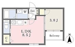 ラブレッシングユー 1LDKの間取図画像