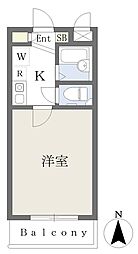 アイビーコート天美 1Kの間取図画像