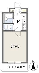 アイビーコート天美 1Kの間取図画像