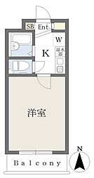 アイビーコート天美 1Kの間取図画像
