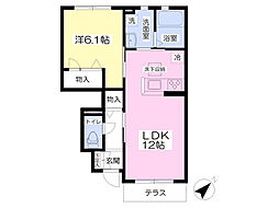リッシュ加茂 1LDKの間取図画像
