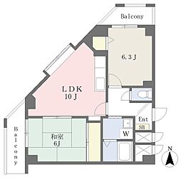 エバーグリーン 2LDKの間取図画像