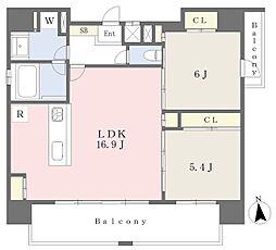 ラフィーネ城南 2LDKの間取図画像