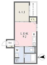 近鉄奈良線 若江岩田駅 徒歩7分の賃貸アパート 2階1LDKの間取り
