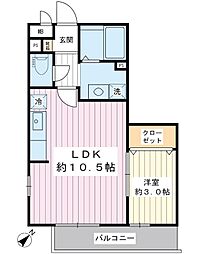 アヴァンタージュ 1階1LDKの間取り