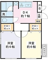 レストハウス富士見 2DKの間取図画像