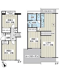 入船中央エステート52号棟 3LDKの間取図画像
