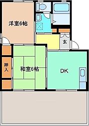 セロウタウンA 2DKの間取図画像