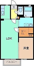 ラ・オベルジヌD 1LDKの間取図画像
