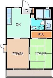 ニュークレストA 2DKの間取図画像